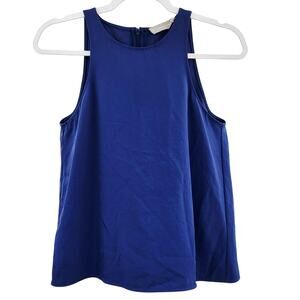 Everlane Navy Blue Zipper Back Draped 100% Triacetate Tank Top Women's Size 2